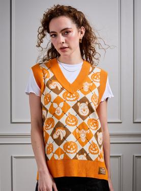 Disney Winnie the Pooh Characters & Pumpkins Argyle Sweater Vest, , hi-res